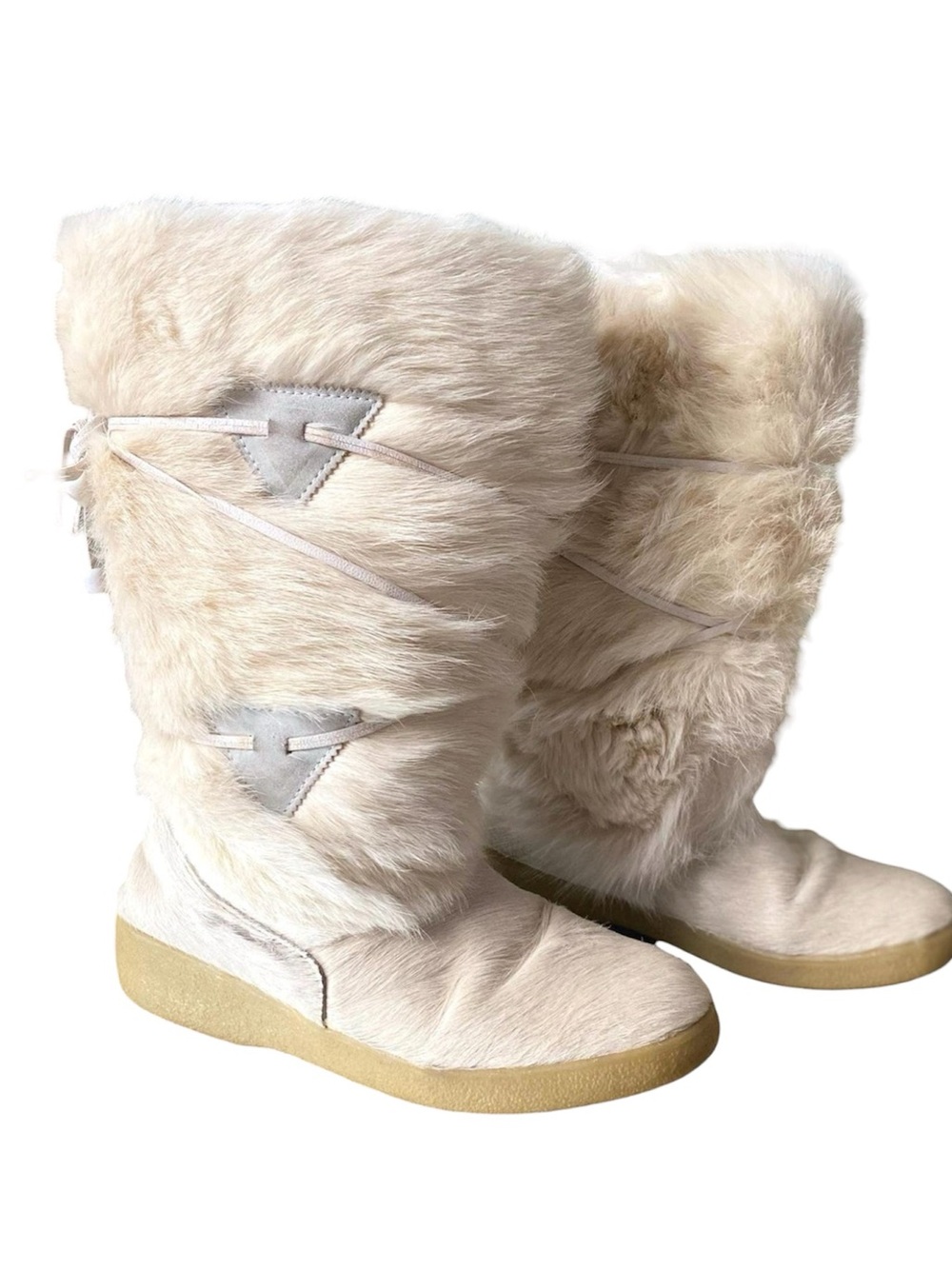 Fur Winter Boots: Milk White Suede Fringes, Made in Italy (EU 42 / US 11)